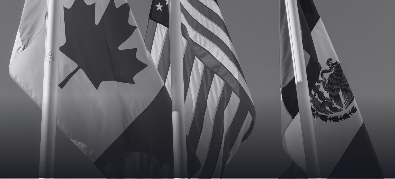 Flags of Canada, USA, and Mexico
